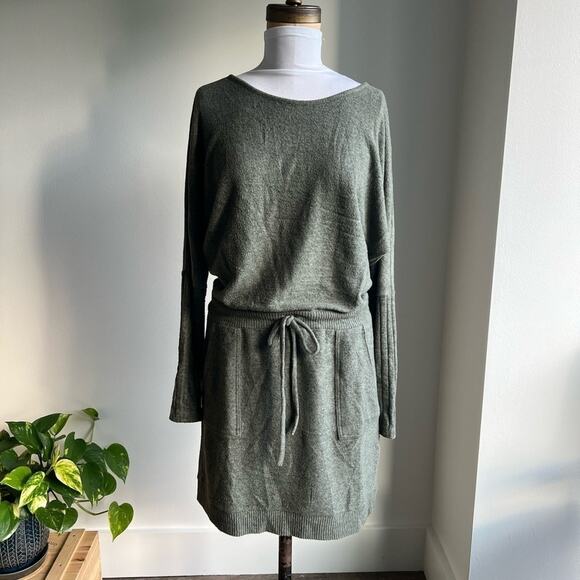Anthropologie Saturday Sunday Olive Green Drop Waist Sweater Dress Size S - Picture 5 of 8